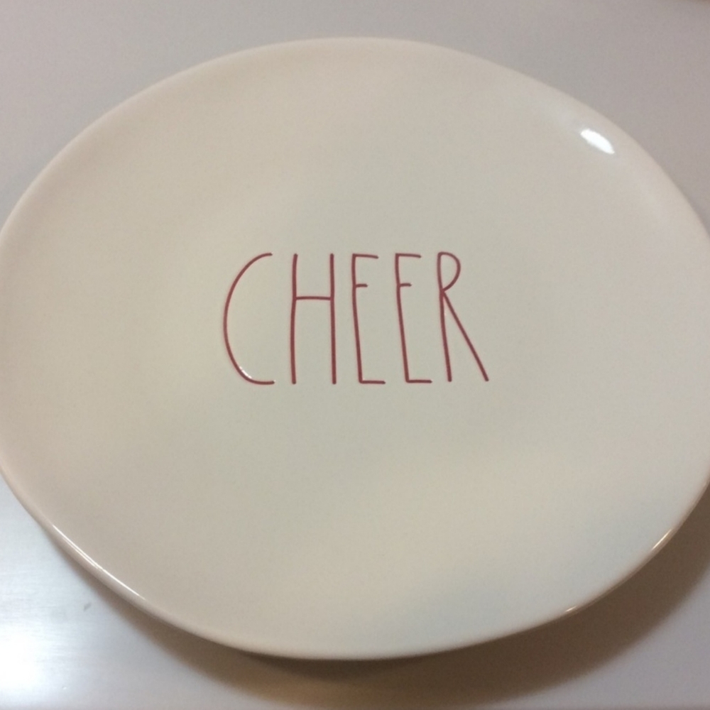 Rae Dunn Cheer 11" white plate